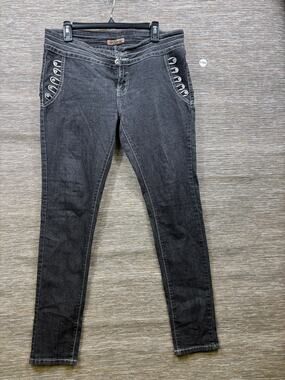 Give Me Five Skinny Jeans Juniors 15 Dark Wash Rhinestone Mid Rise Denim Stretch